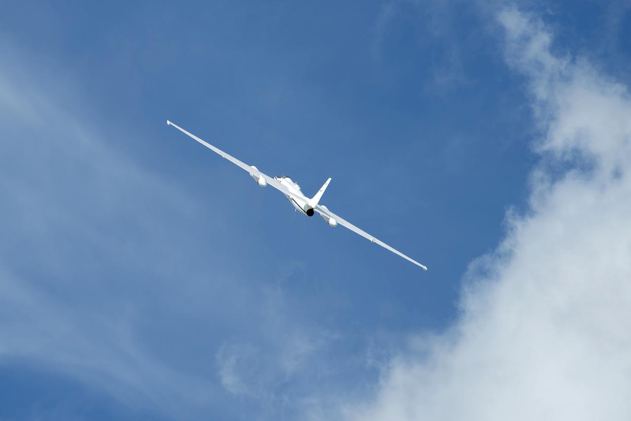 ER-2 flyover at L.A. County Airshow, March 25, 2017. NASA will be working with the National Oceanic and Atmospheric Administration’s (NOAA) on their newest weather satellite, Geostationary Operational Environmental Satellite-R-series, or GOES-R, that launched into orbit Nov. 19. Now that it has reached its final designated orbit, GOES-R will be known operationally as GOES-16.  The ER-2 will help NOAA calibrate sensors and validate data transmitted down from the satellite. The formal ER-2 science flights will take place between March and Mary of 2017 in two phases; during phase one, flights will be operated from the aircraft's normal base of operations at NASA Armstrong Flight Research Center’s Building 703. Phase two flights will be based out of Warner Robbins Air Force Base in Georgia, where thunderstorm conditions can be more easily found and observed.