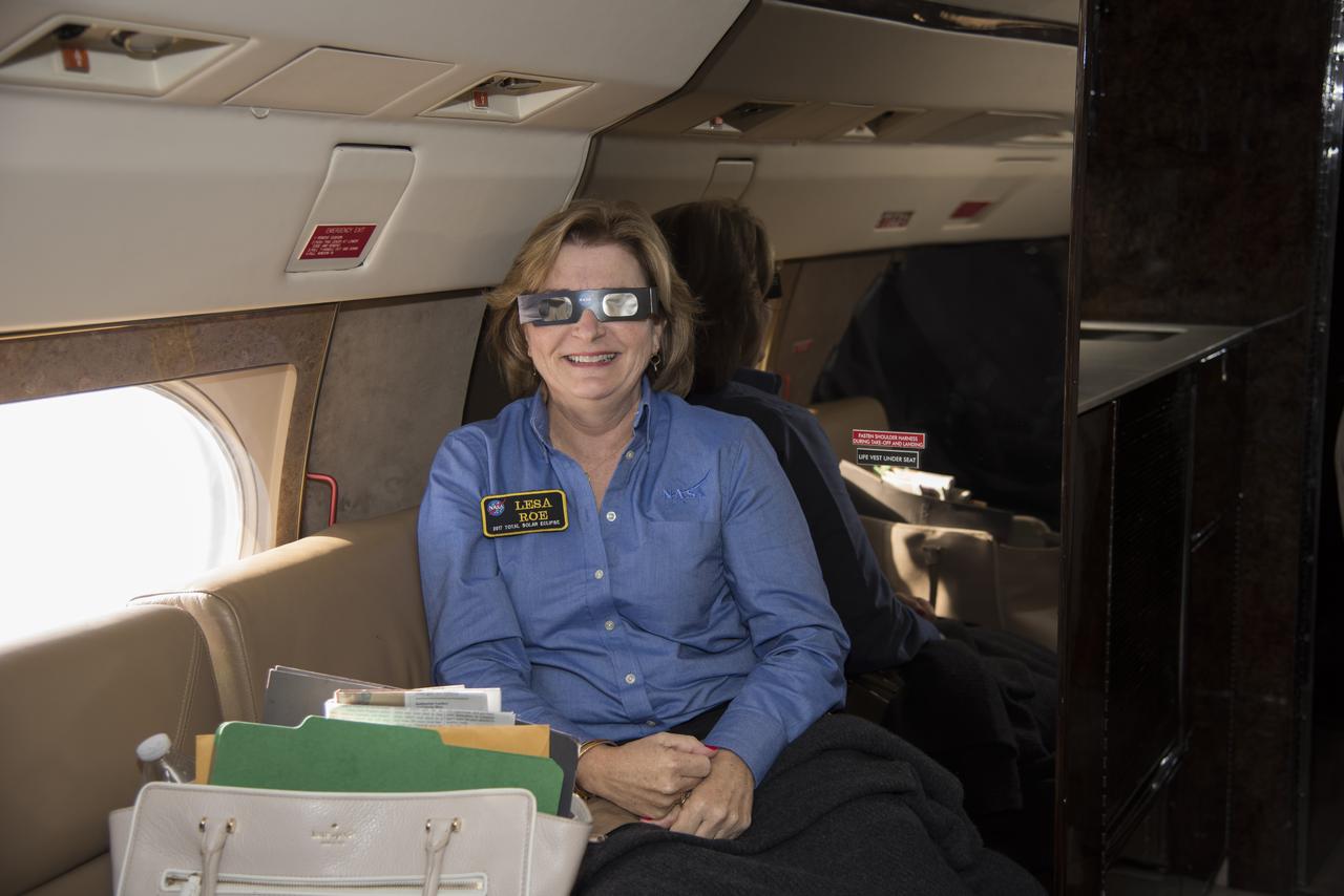 NASA's Lesa Roe, Acting Deputy Administrator, waiting for partial eclipse to occur. Photo Credit: (NASA/Carla Thomas)