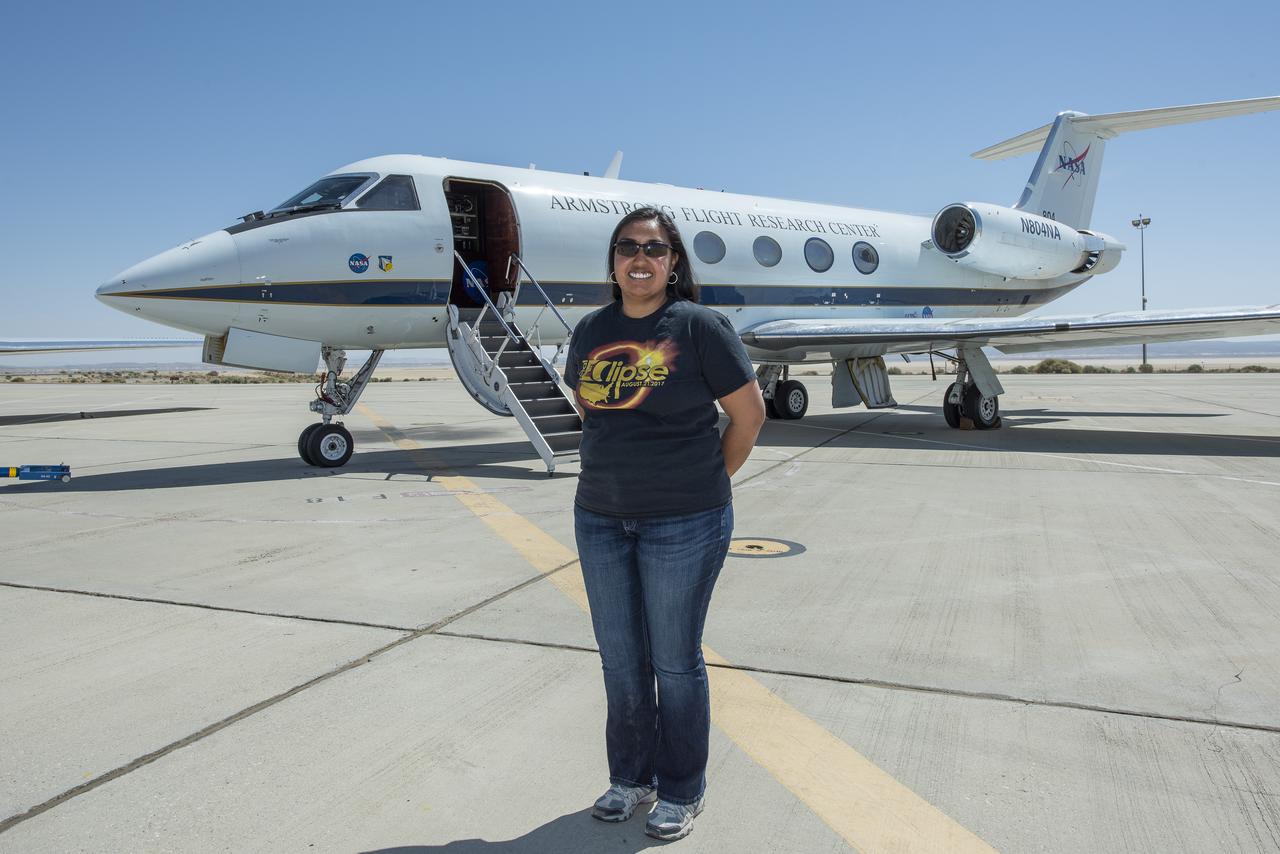 Claudia Sales, NASA’s acting X-59 deputy chief engineer and airworthiness certification lead for the quiet supersonic research aircraft, supports ground testing for Acoustic Research Measurements (ARM) flights. The test campaign to evaluate technologies that reduce aircraft noise was conducted at NASA’s Armstrong Flight Research Center in Edwards, California, in 2018.