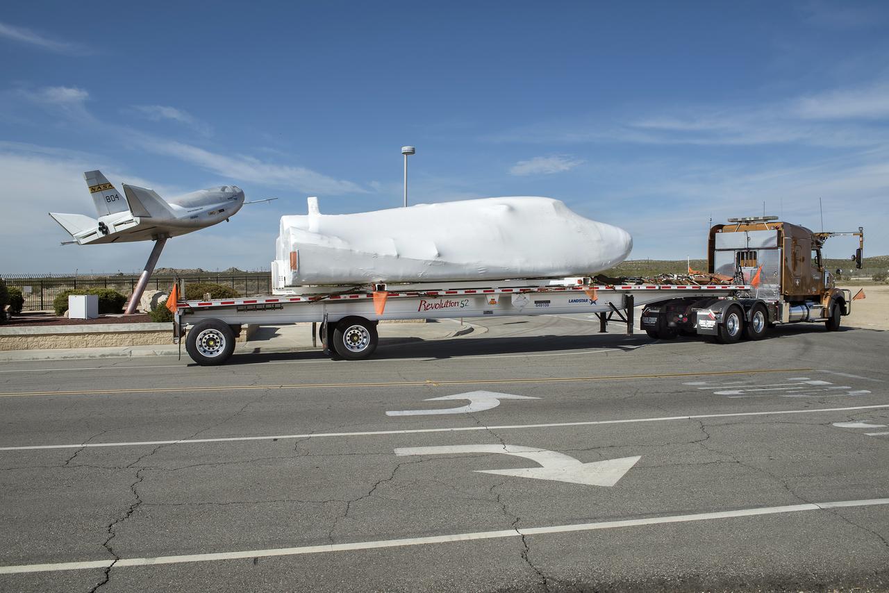 Dream Chaser departs in front of HL-10 at NASA Armstrong where it underwent testing and preparation for successful approach and landing flight. The spacecraft returned to SNC facility in Colorado.