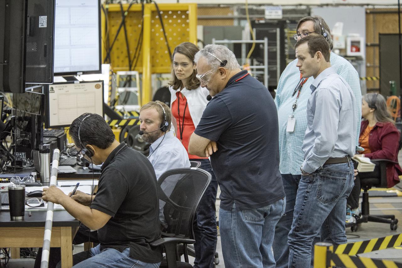 NASA’s Armstrong Flight Research Center and Langley Research Center staff members monitor a test of the Passive Aeroelastic Tailored (PAT) wing at NASA’s Armstrong Flight Research Center in California.