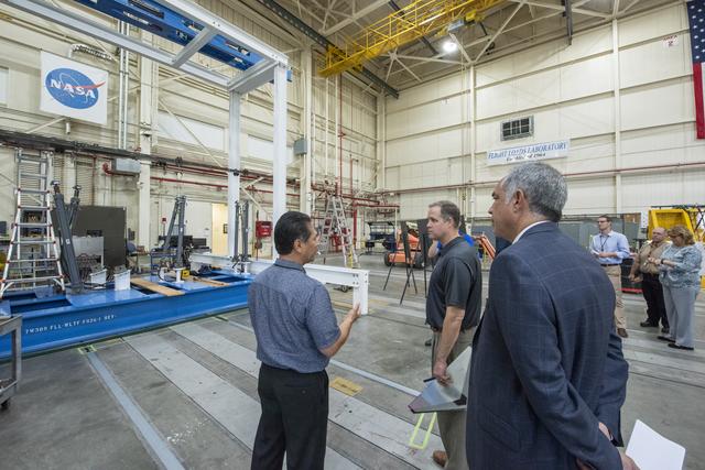NASA image: NASA Administrator Bridenstine is inside Armstrong Flight Research Center's Flight Loads Lab, which is capable of conducting mechanical-load and thermal studies of structural components and complete flight vehicles.