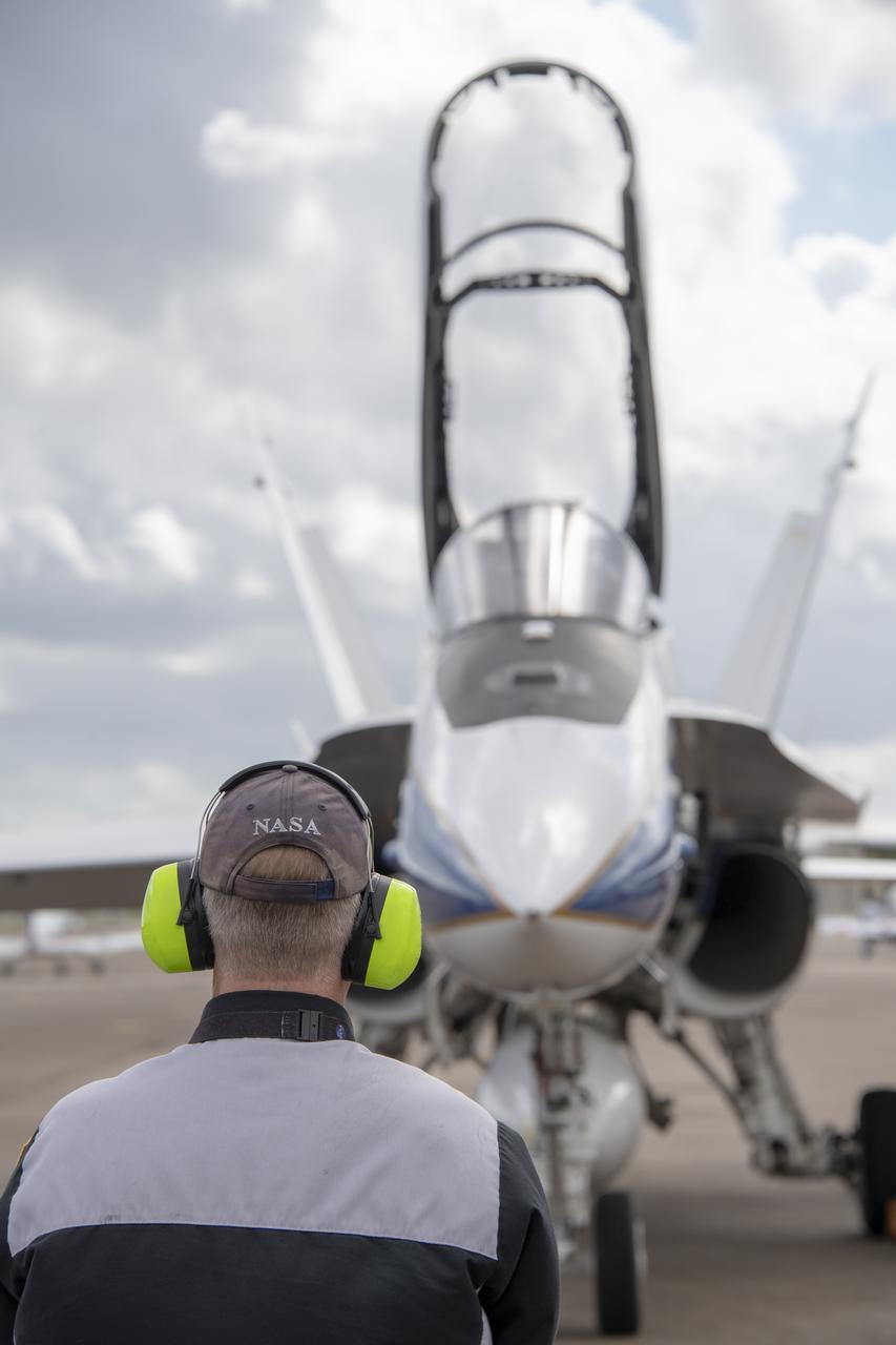 NASA ground and maintenance crews prepare the F/A-18 research aircraft for a supersonic research flight off the coast of Galveston, Texas in support of the QSF18 flight campaign. These crews are vital to making sure the aircraft is ready to operate safely and efficiently for NASA’s research.