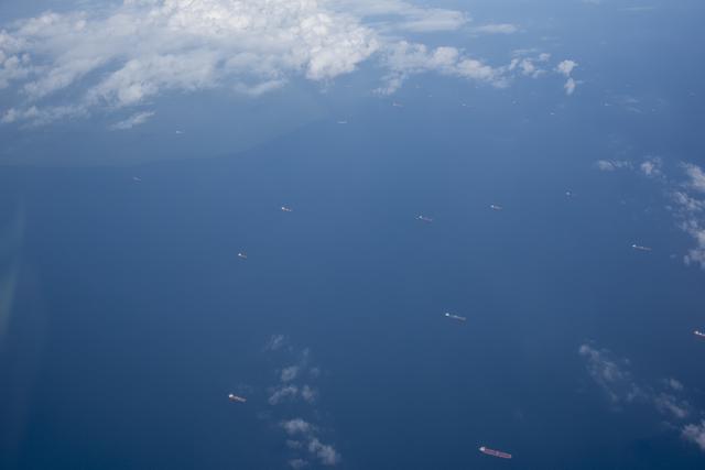 NASA image: Waterway Traffic Seen From NASA F/A-18 During Research Flight