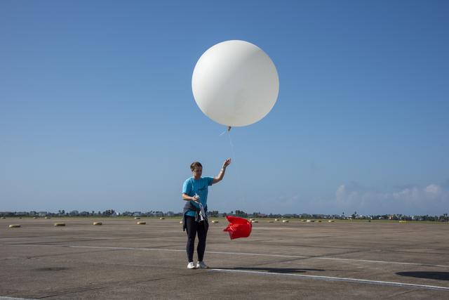 NASA image: NASA Meteorologists Launch Weather Balloon Before Research Flight