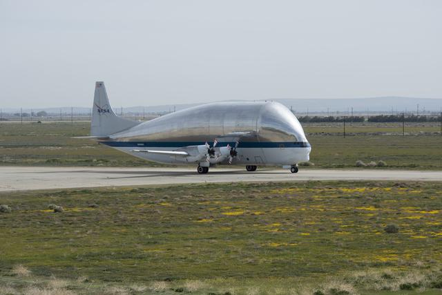 NASA image: NASA's Super Guppy Arrives to Armstrong Building 703 for Maintenance