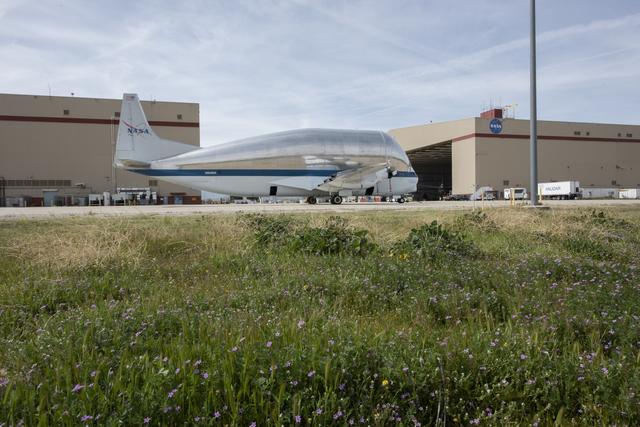 NASA image: NASA’s Super Guppy Arrives to Armstrong Building 703 for Maintenance