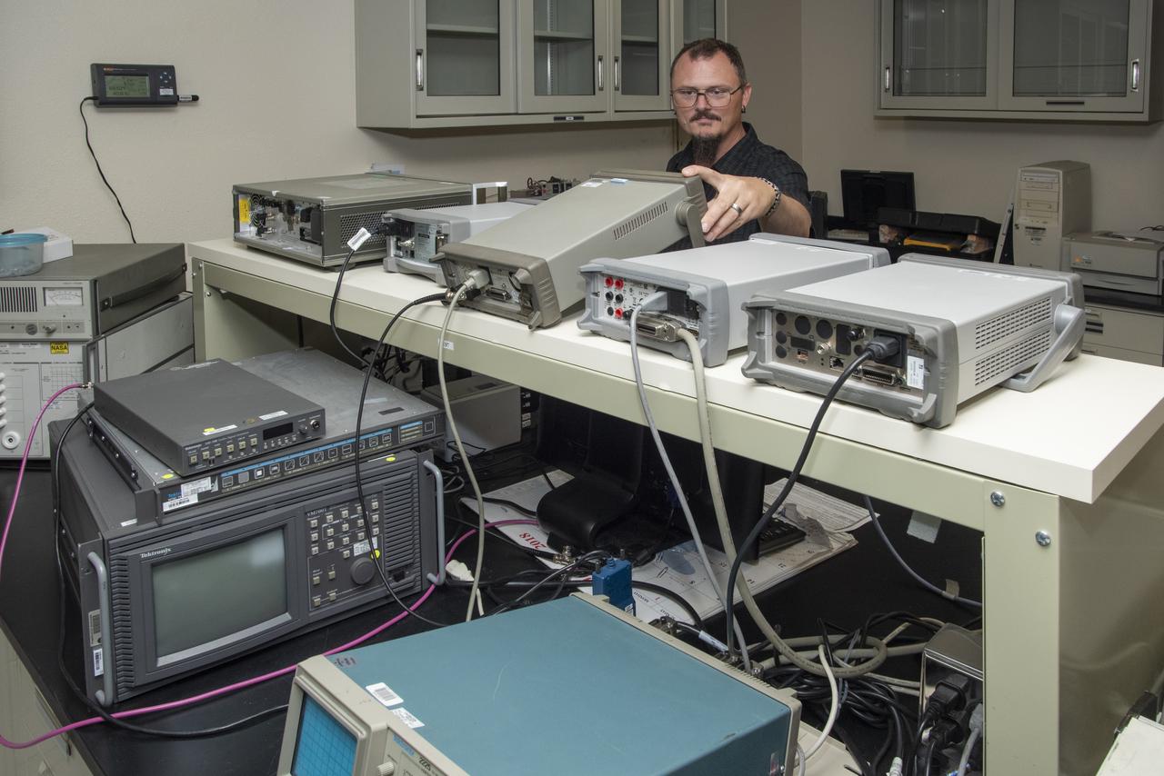 Paul Craig calibrates specialized high-level radio frequency equipment at NASA’s Armstrong Flight Research Center in California.