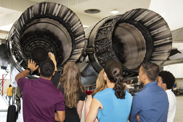 NASA image: Astronauts Look in F-15 Nozzle at Armstrong Flight Research Center