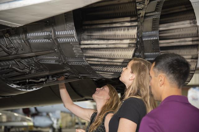 NASA image: Astronauts Look in F-15 Nozzle at Armstrong Flight Research Center