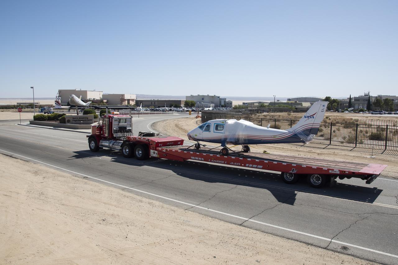 NASA's all-electric X-57 Maxwell, in its Mod II configuration, arrives at NASA's Armstrong Flight Research Center in Edwards, California. The X-plane was delivered by prime contractor Empirical Systems Aerospace of San Luis Obispo, California, in two parts, with the wing separated from the fuselage, to aid in a more timely delivery. X-57 is NASA's first crewed X-plane in two decades, and seeks to further advance the design and airworthiness process for distributed electric propulsion technology for general aviation aircraft.