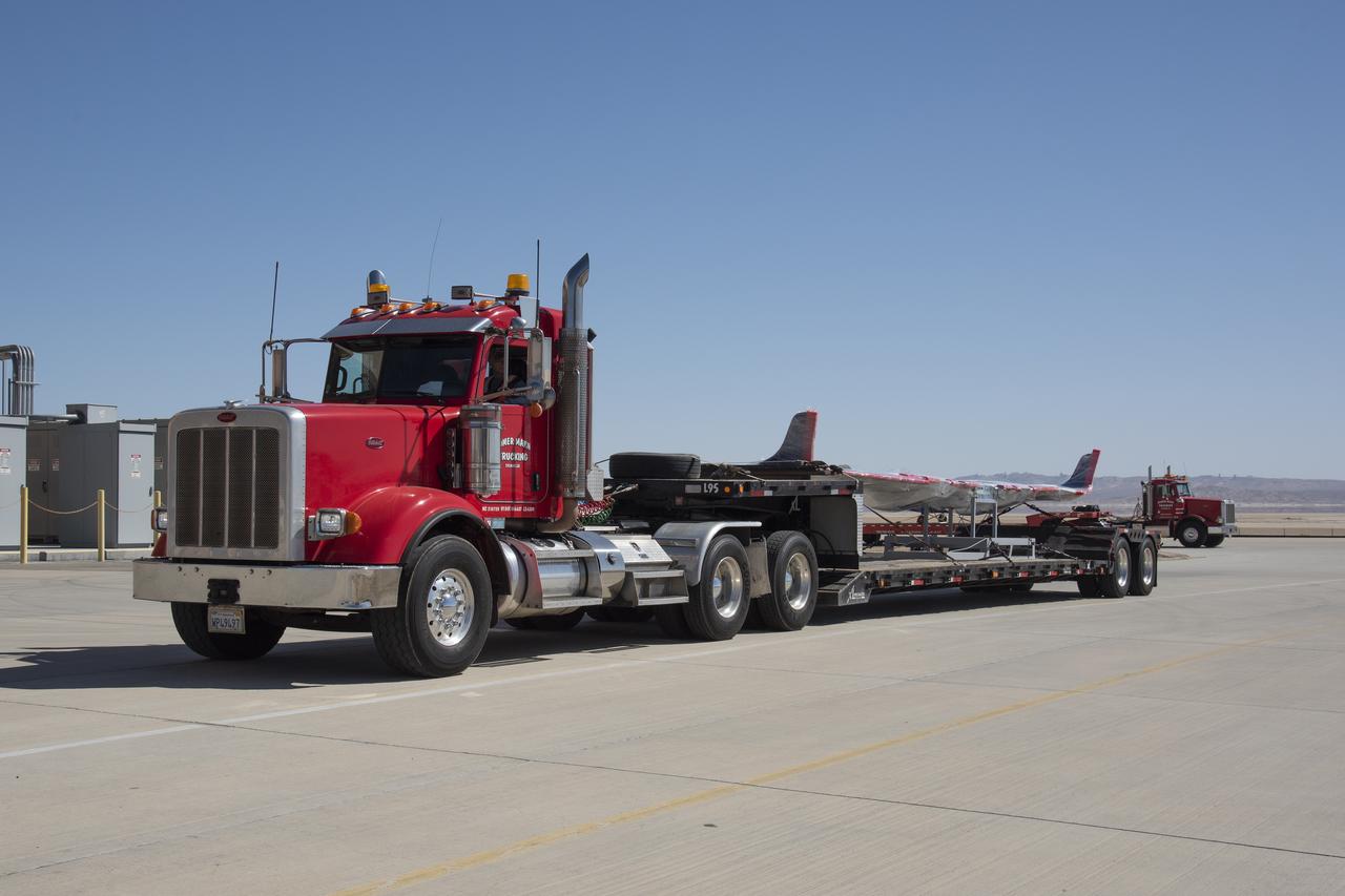 NASA's all-electric X-57 Maxwell, in its Mod II configuration, arrives at NASA's Armstrong Flight Research Center in Edwards, California. The X-plane was delivered by prime contractor Empirical Systems Aerospace of San Luis Obispo, California, in two parts, with the wing separated from the fuselage, to aid in a more timely delivery. X-57 is NASA's first crewed X-plane in two decades, and seeks to further advance the design and airworthiness process for distributed electric propulsion technology for general aviation aircraft.