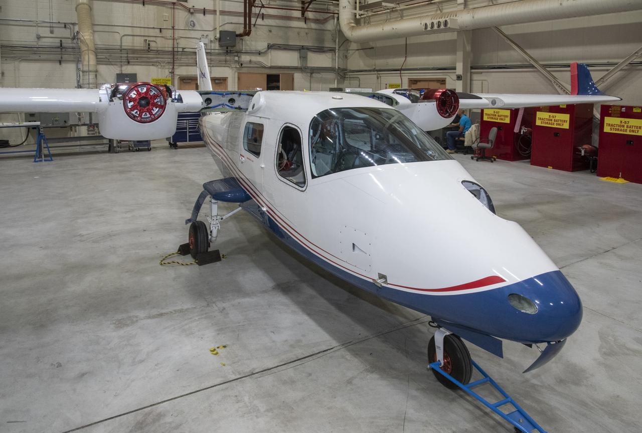 The X-57 Mod II wing is rejoined with the aircraft's fuselage to begin preparations for reintegration at NASA's Armstrong Flight Research Center in California. Once the integration work is complete, it will begin ground tests to be followed by taxi tests, and eventually, flight tests.
