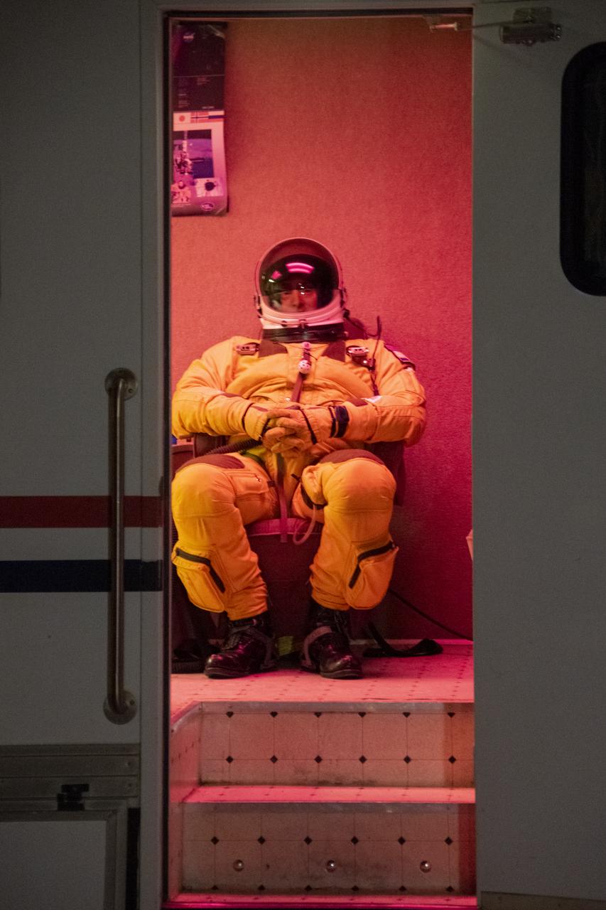 Pilot Stu Broce is pre-breathing 100% oxygen prior to take off for an Air-LUSI flight at NASA’s Armstrong Flight Research Center.