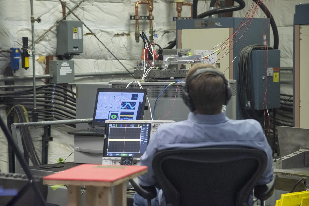 A cruise motor controller for the X-57 Maxwell, NASA's first all-electric X-plane, undergoes vibration testing at NASA Armstrong Flight Research Center's environmental lab. The cruise motor controller is exposed to two levels of vibration on three different axes, helping NASA to examine the integrity of the controller for flight conditions. The cruise motor controller will be a critical component for providing power to X-57's motors when the aircraft takes to the skies in 2020.