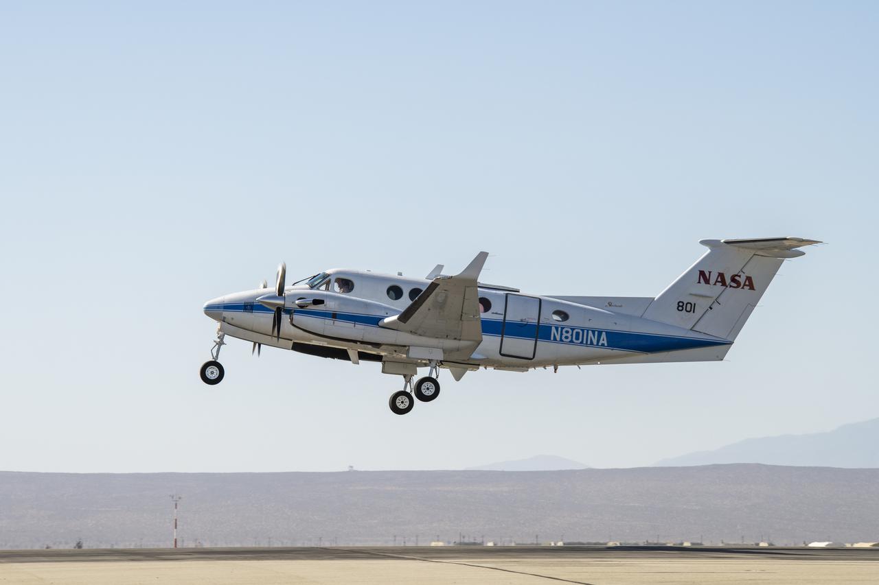 Flight crews at NASA's Armstrong Flight Research Center in Edwards, California, flew the Sub-Mesoscale Ocean Dynamics Experiment (S-MODE) installed in the B200 King Air on May 3, 2021.