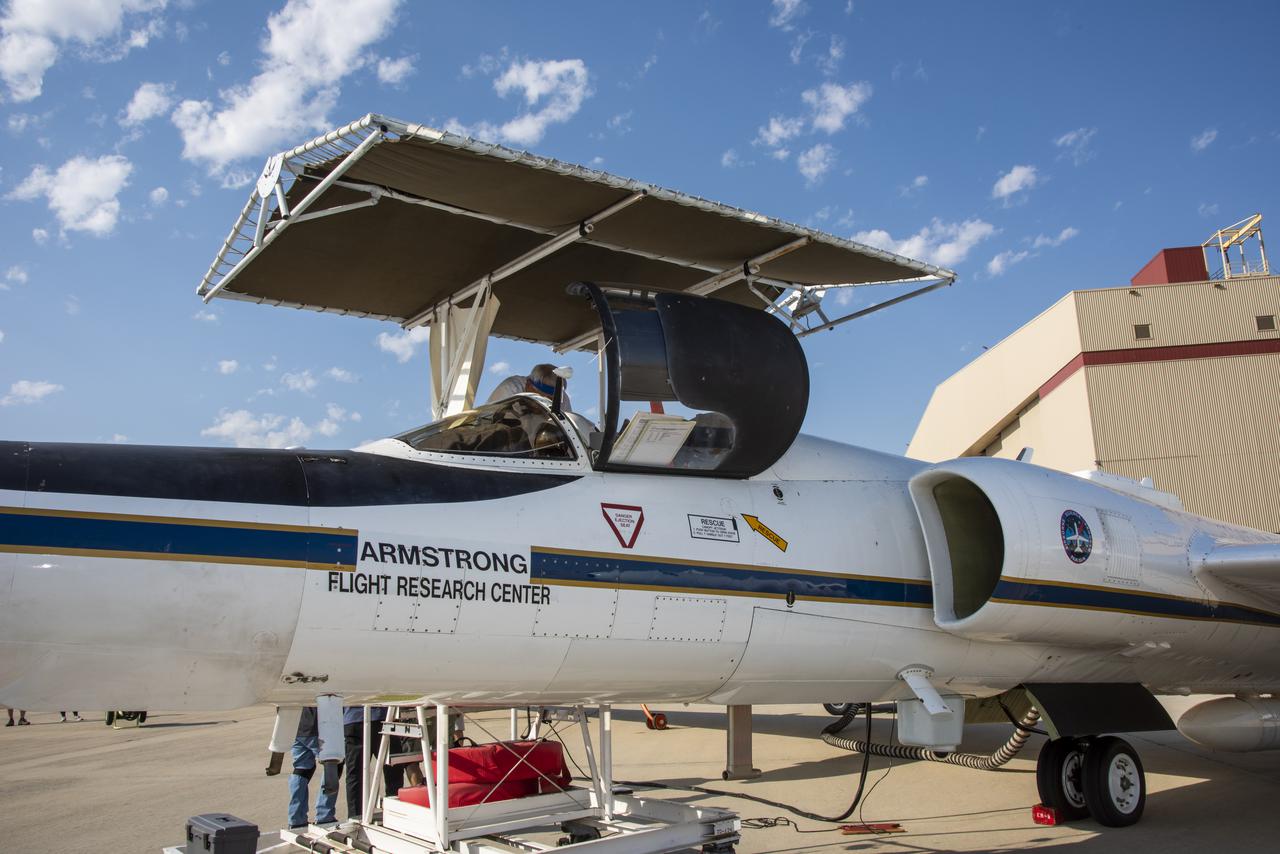NASA's Armstrong Flight Research Center ER-2 #809 high-altitude aircraft prepared for Dynamics and Chemistry of the Summer Stratosphere (DCOTSS) science flights in Palmdale, CA on June 17, 2021