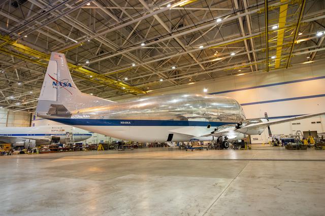 NASA image: NASA's Super Guppy in the hangar at Armstrong Building 703