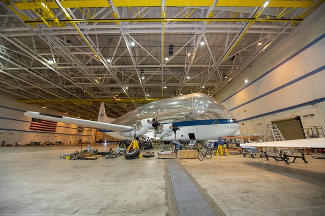 NASA image: NASA's Super Guppy in the hangar at Armstrong Building 703