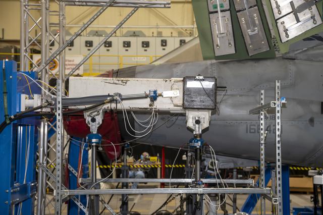 NASA image: Title: NAVAIR F/A-18E Undergoes Loads Testing at NASA Armstrong