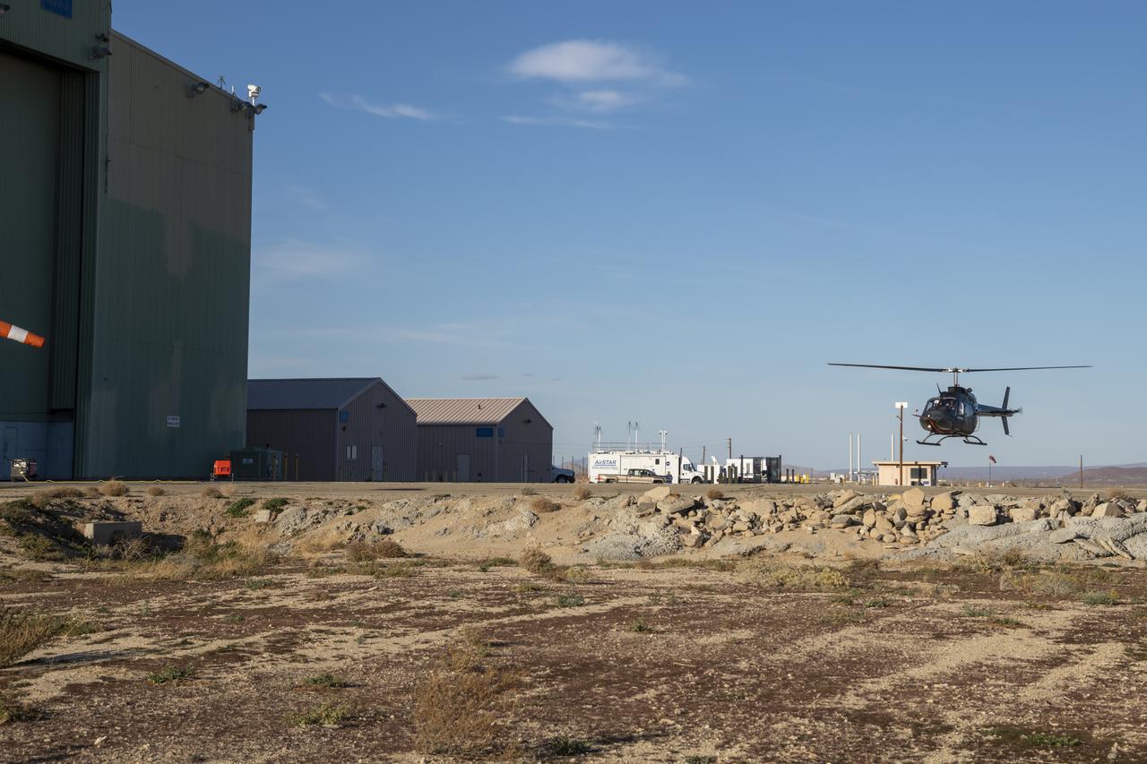 NASAâ€™s Advanced Air Mobility National Campaign flies maneuvers at NASAâ€™s Armstrong Flight Research Center in Edwards, California, Dec. 6, and 8-10. During this testing, the helicopter is used to study controllability characteristics when operating near buildings during heavy wind conditions. The Bell OH-58 Kiowa helicopter provided by Flight Research Inc. was used to study urban air mobility vehicle performance and flying qualities requirements.