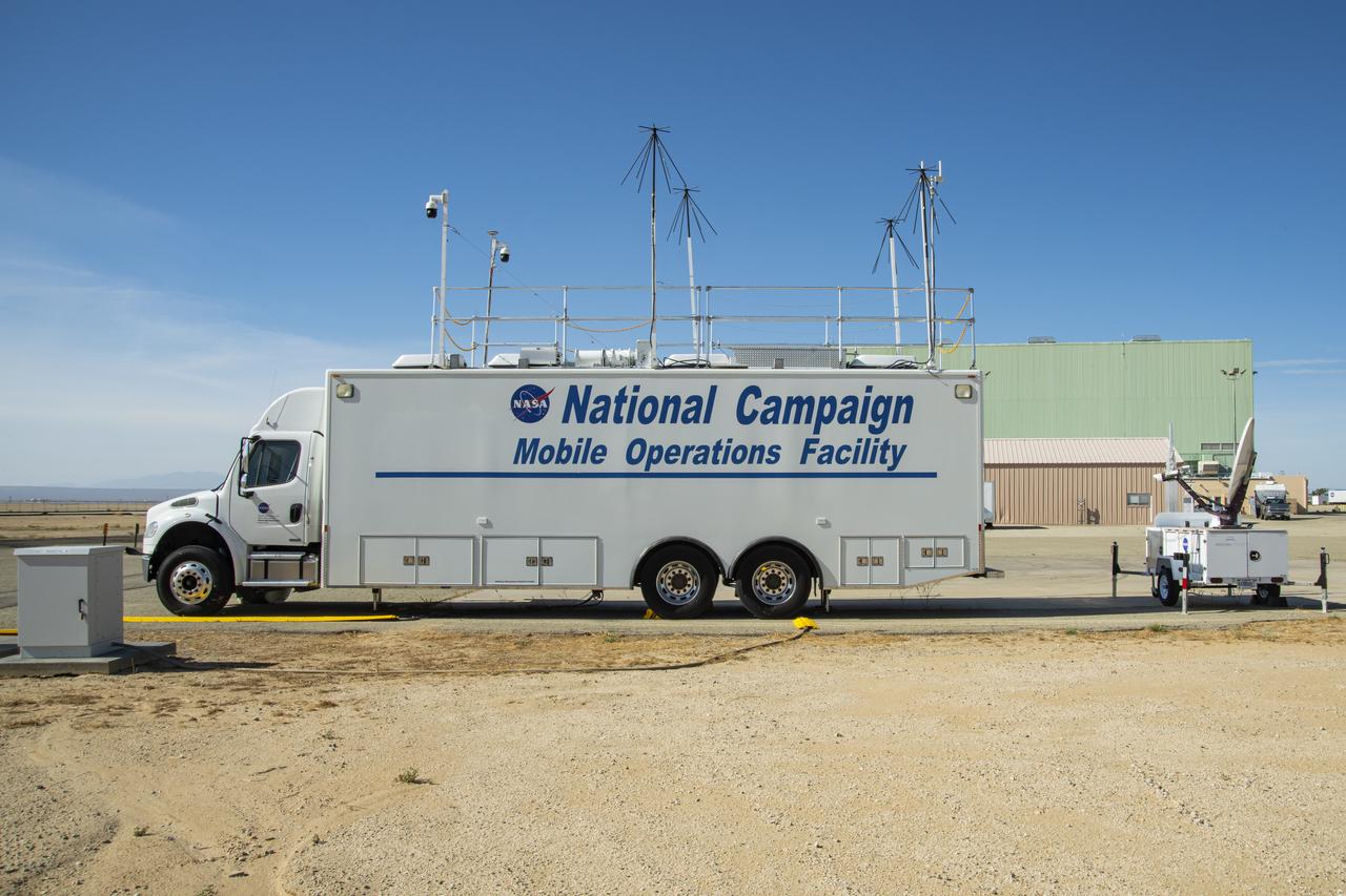 New decals are shown in this image of NASA's Mobile Operations Facility at NASA Armstrong Flight Research Center in Edwards, California on July 20, 2022. NASA's Advanced Air Mobility Project’s National Campaign uses the vehicle for mobile testing efforts.