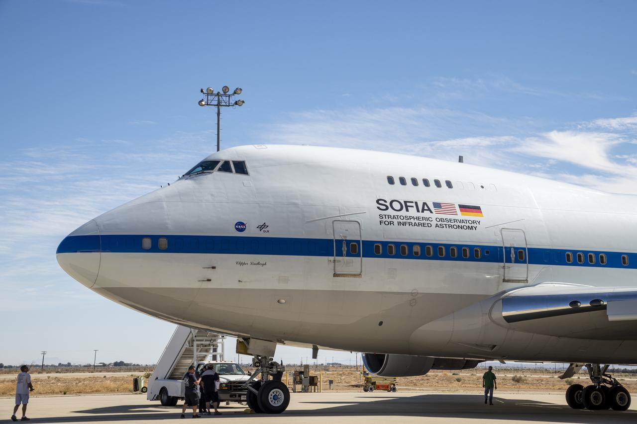 The Stratospheric Observatory for Infrared Astronomy (SOFIA) returns to NASA’s Armstrong Flight Research Center Building 703 on Aug. 11 after a productive month of science flights out of Christchurch International Airport in New Zealand.