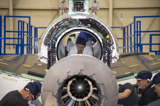 NASA image: Engine Installed on NASA’s X-59 Experimental Aircraft