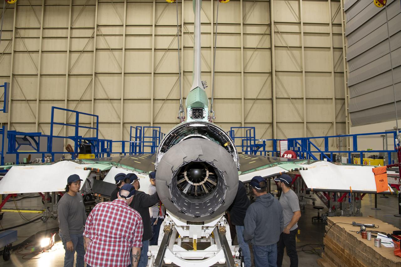 The engine that will power NASAâ€™s quiet supersonic X-59 in flight is installed, marking a major milestone in the experimental aircraftâ€™s journey toward first flight. The installation of the F414-GE-100 engine at Lockheed Martinâ€™s Skunk Works facility brings the vehicle close to the completion of its assembly.