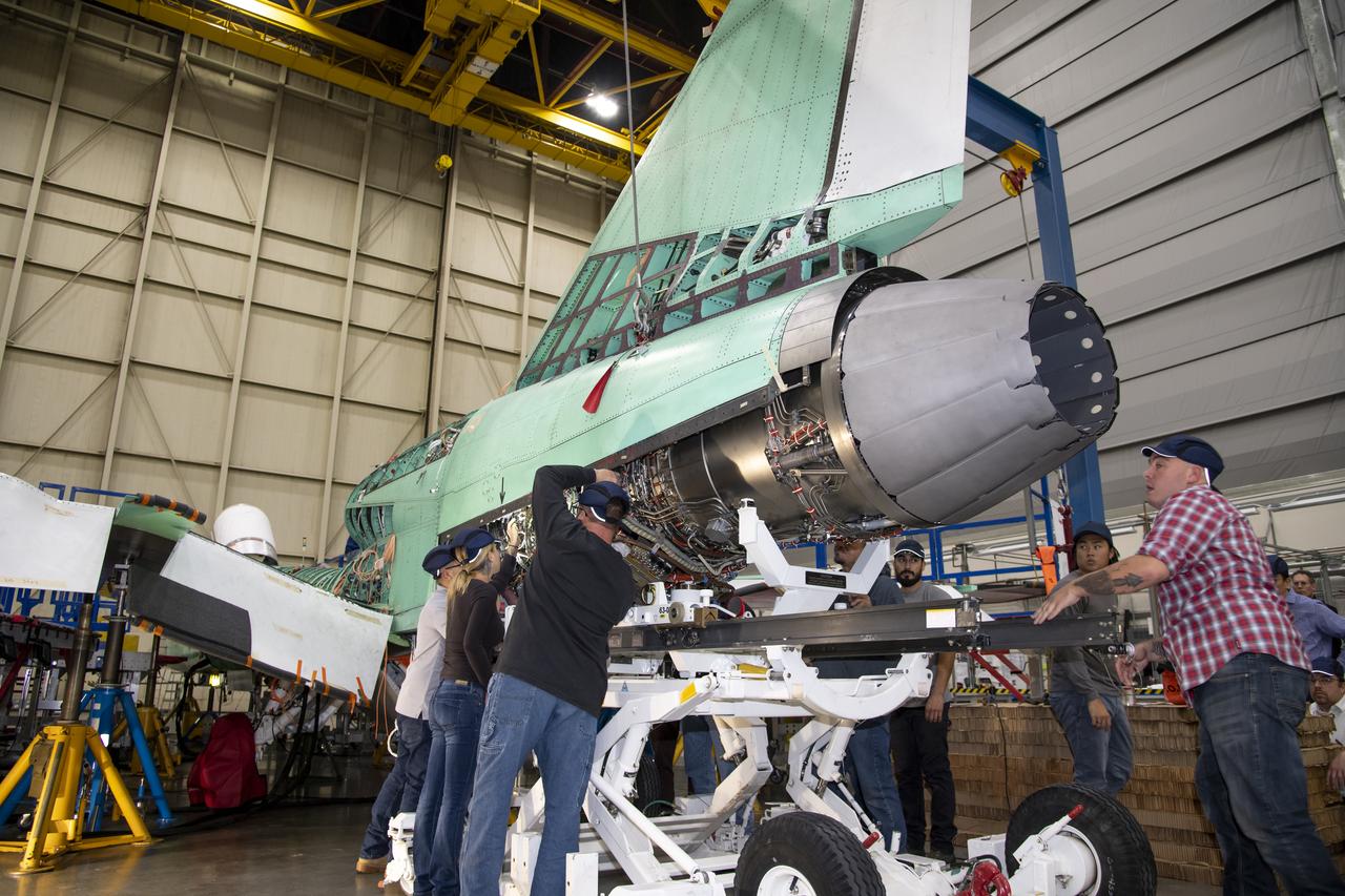 The engine that will power NASA's quiet supersonic X-59 in flight is installed, marking a major milestone in the experimental aircraft's journey toward first flight. The installation of the F414-GE-100 engine at Lockheed Martin's Skunk Works facility brings the vehicle close to the completion of its assembly.