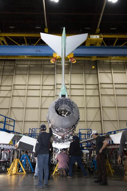 NASA image: Engine Installed on NASA's X-59 Experimental Aircraft