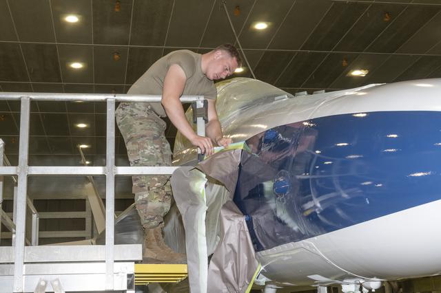 NASA image: NASA 862 Enters Air Force Paint Barn