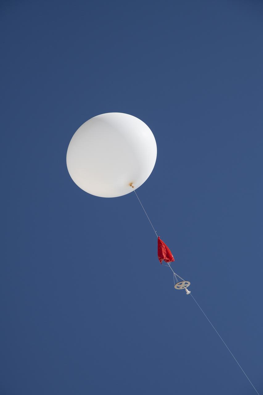A weather balloon is launched to collect wind data for the Advanced Exploration of Reliable Operation at Low Altitudes: Meteorology, Simulation and Technology campaign. The weather study was at NASA’s Armstrong Flight Research Center in Edwards, California. The focus was to study wind from the ground to 2,000 feet to provide data to assist future drones to safely land on rooftop hubs called vertiports and to potentially improve weather prediction.