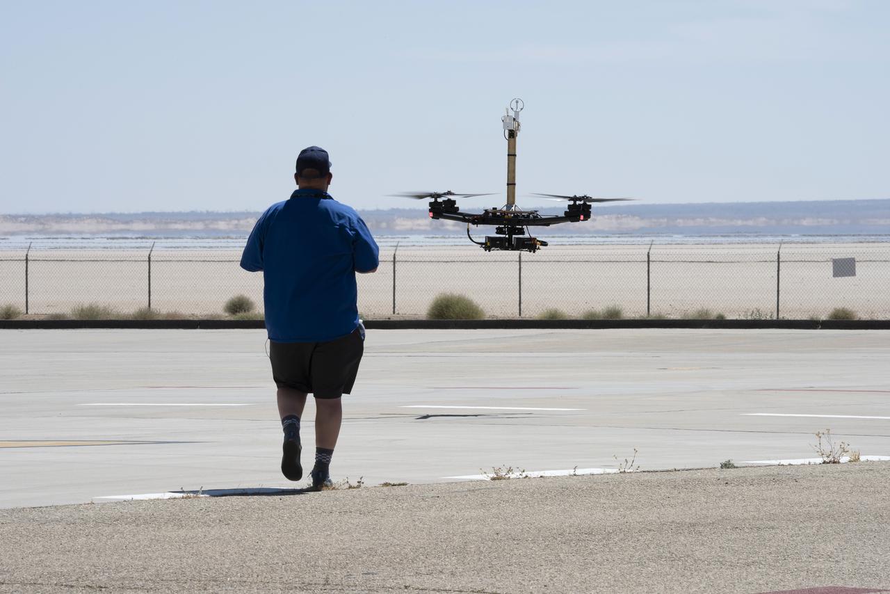 Red Jensen lands the Alta-X aircraft at NASA’s Armstrong Flight Research Center in Edwards, California, as part of the Advanced Exploration of Reliable Operation at Low Altitudes: Meteorology, Simulation and Technology campaign. The campaign was at NASA Armstrong to study wind from the ground to 2,000 feet to provide data to assist future drones to safely land on rooftop hubs called vertiports and to potentially improve weather prediction.