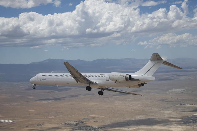 NASA image: Boeing MD-90 flies from Victorville, California to Palmdale, California where it will begin modifications as part of NASA Sustainable Flight Demonstrator