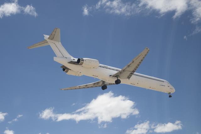 NASA image: Boeing MD-90 flies from Victorville, California to Palmdale, California where it will begin modifications as part of NASA Sustainable Flight Demonstrator