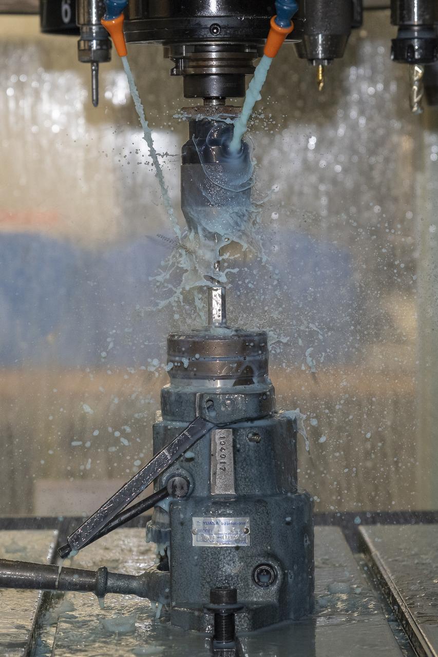 A jury strut adaptor is created for a 10-foot model of the Transonic Truss-Braced Wing at NASA’s Armstrong Flight Research Center, in Edwards, California. The aircraft concept involves a wing braced on an aircraft using diagonal struts that also add lift and could result in significantly improved aerodynamics.