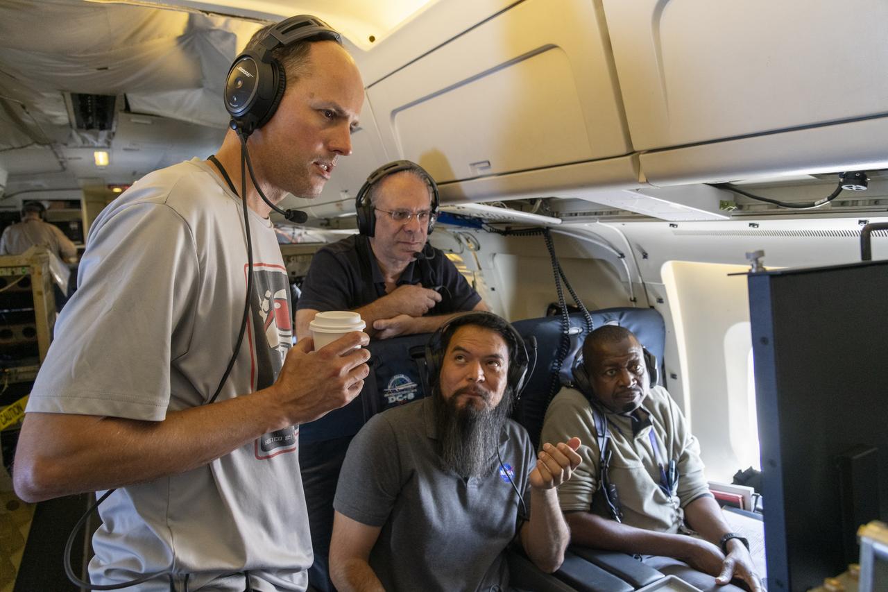 NASA’s DC-8 aircraft from Armstrong Flight Research Center in Edwards, California flies to Everett, Washington to conduct science research about reducing engine particle emissions.  Partners include Boeing, United, General Electric Aerospace, German Aerospace Center (DLR), the FAA, and World Energy.  Boeing’s new passenger aircraft uses revolutionary Sustainable Aviation Fuel, SAF, and NASA’s DC-8 flies behind the Boeing plane to measure its impact throughout flight.  The results of this study will be released publicly to facilitate the improvement of aviation technology worldwide.
