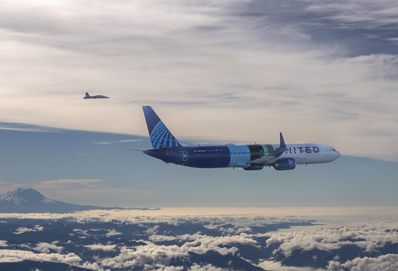 NASA’s DC-8 aircraft from Armstrong Flight Research Center in Edwards, California flies to Everett, Washington to conduct science research about reducing engine particle emissions.  Partners include Boeing, United, General Electric Aerospace, German Aerospace Center (DLR), the FAA, and World Energy.  Boeing’s new passenger aircraft uses revolutionary Sustainable Aviation Fuel, SAF, and NASA’s DC-8 flies behind the Boeing plane to measure its impact throughout flight.  The results of this study will be released publicly to facilitate the improvement of aviation technology worldwide.