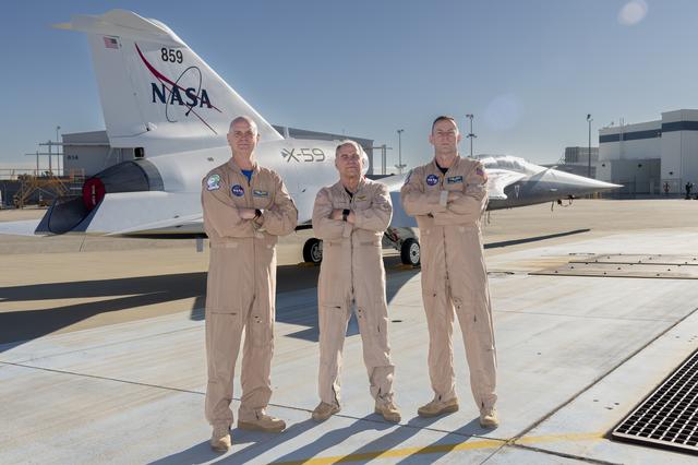 NASA image: Test Pilots Pose with X-59 Research Aircraft