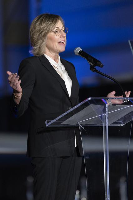 NASA image: Dee Dee Myers Speaks in Front of Unveiled X-59