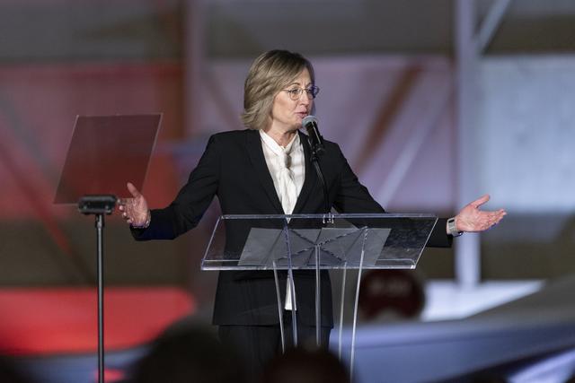 NASA image: Dee Dee Myers Speaks in Front of Unveiled X-59