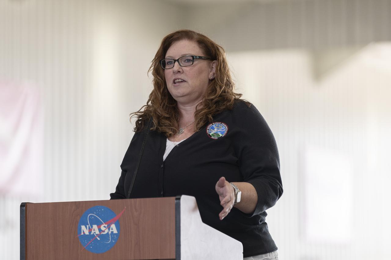 Cathy Bahm, Low Boom Flight Demonstrator project manager at NASA’s Armstrong Flight Research Center in Edwards, California, presents a look at how the X-59 aircraft team addresses safety. Bahm manages the effort to design, build, and test the X-59 aircraft, which will use quiet supersonic technologies to fly over communities as part of NASA’s Quesst mission.
