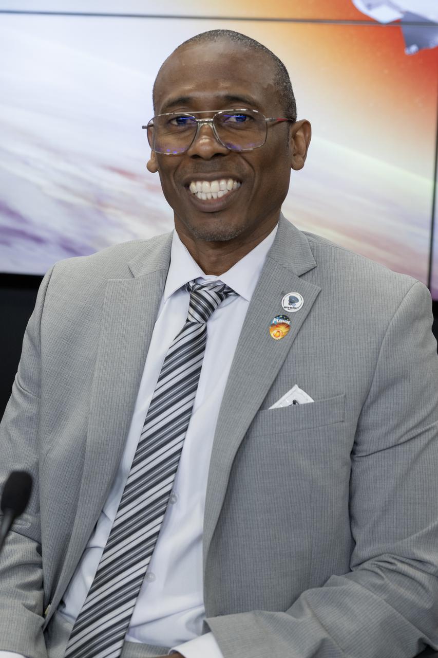 Dr. Denton Gibson, launch director, NASA’s Launch Services Program, participates in a prelaunch news conference on Friday, March 7, 2025, to discuss the upcoming launch of NASA’s SPHEREx (Spectro-Photometer for the History of the Universe, Epoch of Reionization and Ices Explorer) observatory and PUNCH (Polarimeter to Unify the Corona and Heliosphere) satellites at Vandenberg Space Force Base in California. SPHEREx will use its telescope to provide an all-sky spectral survey, creating a 3D map of the entire sky to help scientists investigate the origins of our universe. PUNCH will study origins of the Sun’s outflow of material, or the solar wind, capturing continuous 3D images of the Sun’s corona and the solar wind’s journey into the solar system. Liftoff aboard a SpaceX Falcon 9 rocket is targeted for NET 10:10 p.m. EST (7:10 p.m. PST), Saturday, March 8, 2025, at Space Launch Complex 4 East from Vandenberg Space Force Base in California.