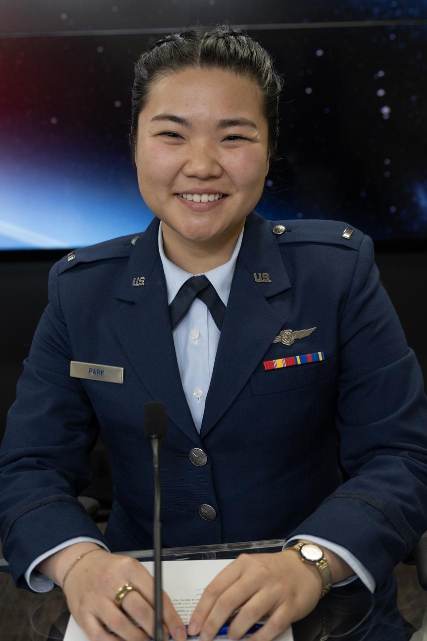 1st Lt. Ina Park, launch weather officer, 30th Operations Support Squadron, U.S. Air Force participates in a prelaunch news conference on Friday, March 7, 2025, to discuss the upcoming launch of NASA’s SPHEREx (Spectro-Photometer for the History of the Universe, Epoch of Reionization and Ices Explorer) observatory and PUNCH (Polarimeter to Unify the Corona and Heliosphere) satellites at Vandenberg Space Force Base in California. SPHEREx will use its telescope to provide an all-sky spectral survey, creating a 3D map of the entire sky to help scientists investigate the origins of our universe. PUNCH will study origins of the Sun’s outflow of material, or the solar wind, capturing continuous 3D images of the Sun’s corona and the solar wind’s journey into the solar system. Liftoff aboard a SpaceX Falcon 9 rocket is NET targeted for 10:10 p.m. EST (7:10 p.m. PST), Saturday, March 8, 2025, at Space Launch Complex 4 East from Vandenberg Space Force Base in California.