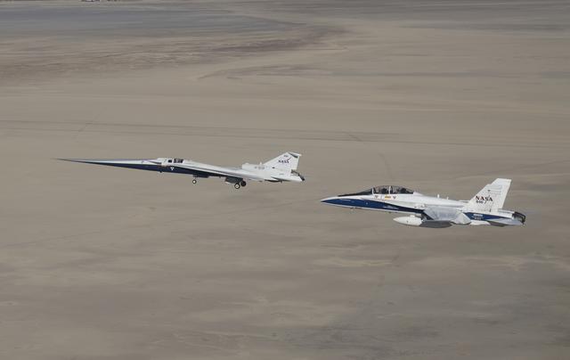 NASA’s X-59 in Flight with F/A-18 Research Aircraft Monitoring