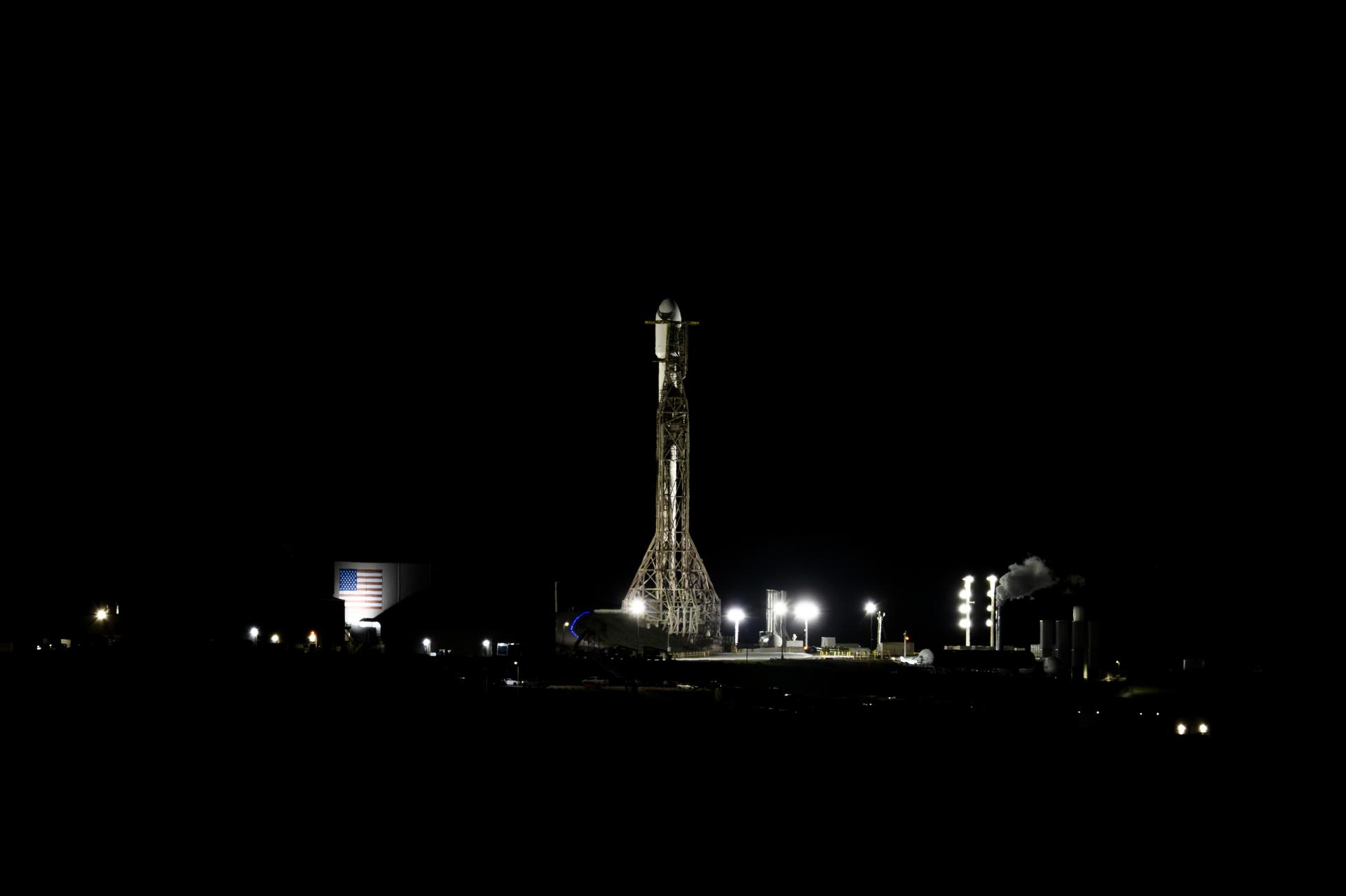 A SpaceX Falcon 9 rocket with the international Sentinel-6B spacecraft atop stands vertical ahead of launch from Space Launch Complex 4 East at Vandenberg Space Force Base in California on Sunday, Nov. 16, 2025. A collaboration between NASA, ESA (European Space Agency), EUMETSAT (European Organisation for the Exploitation of Meteorological Satellites), and the National Oceanic and Atmospheric Administration (NOAA), Sentinel-6B is designed to measure sea levels down to roughly an inch for about 90% of the world’s oceans. NASA is targeting launch no earlier than 9:21 p.m. PST.
