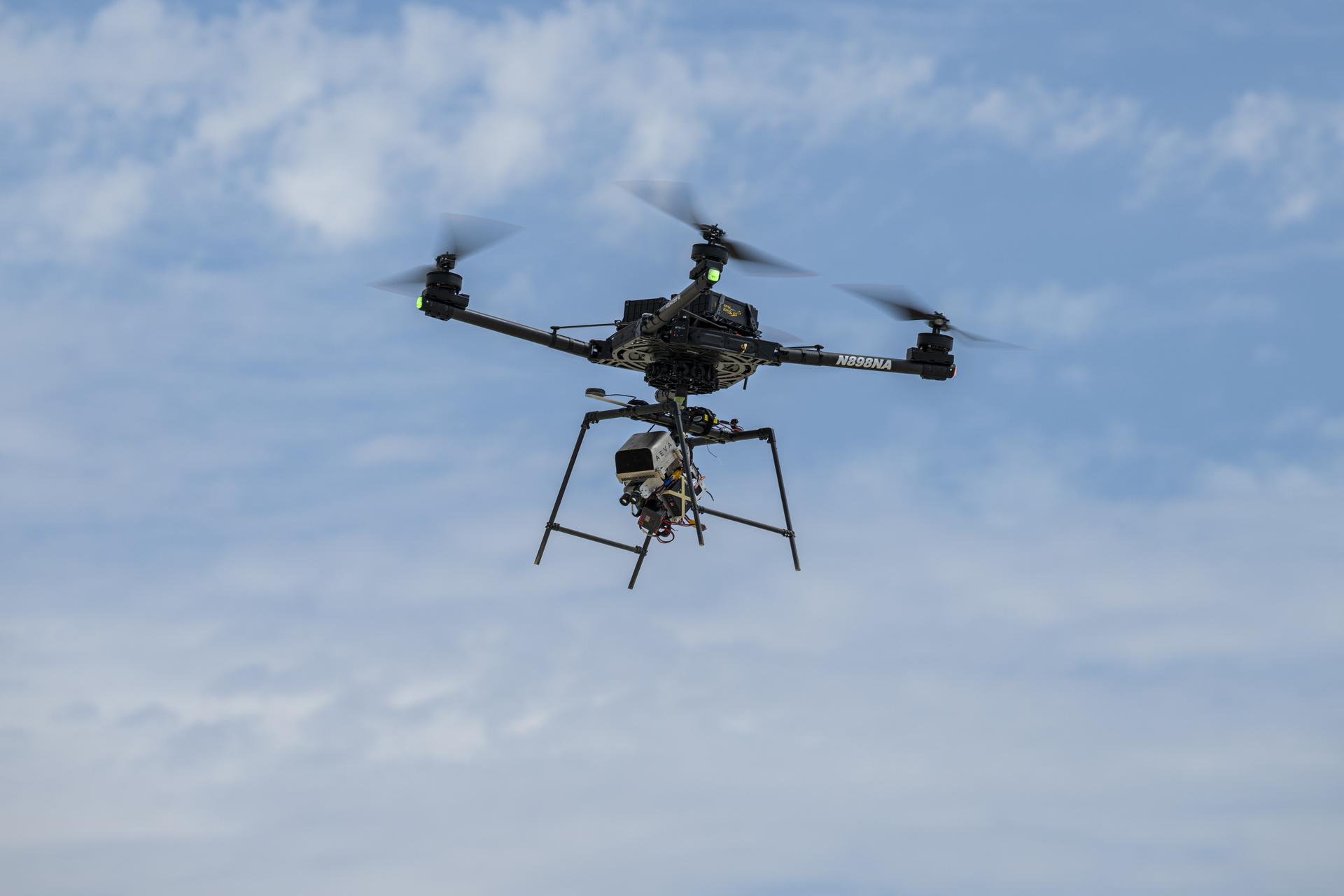 An Alta-X drone flies an advanced guidance and navigation system known as the Safe and Precise Landing – Integrated Capabilities Evolution (SPLICE) experiment near NASA’s Armstrong Flight Research Center in Edwards, California, on Thursday, Aug. 27, 2026. Researchers at NASA’s Johnson Space Center in Houston developed SPLICE, which successfully completed simulated lunar descent and landing maneuvers during recent testing. SPLICE will help spacecraft land precisely and detect and avoid potential hazards, which is critical for NASA missions to the Moon and to Mars.