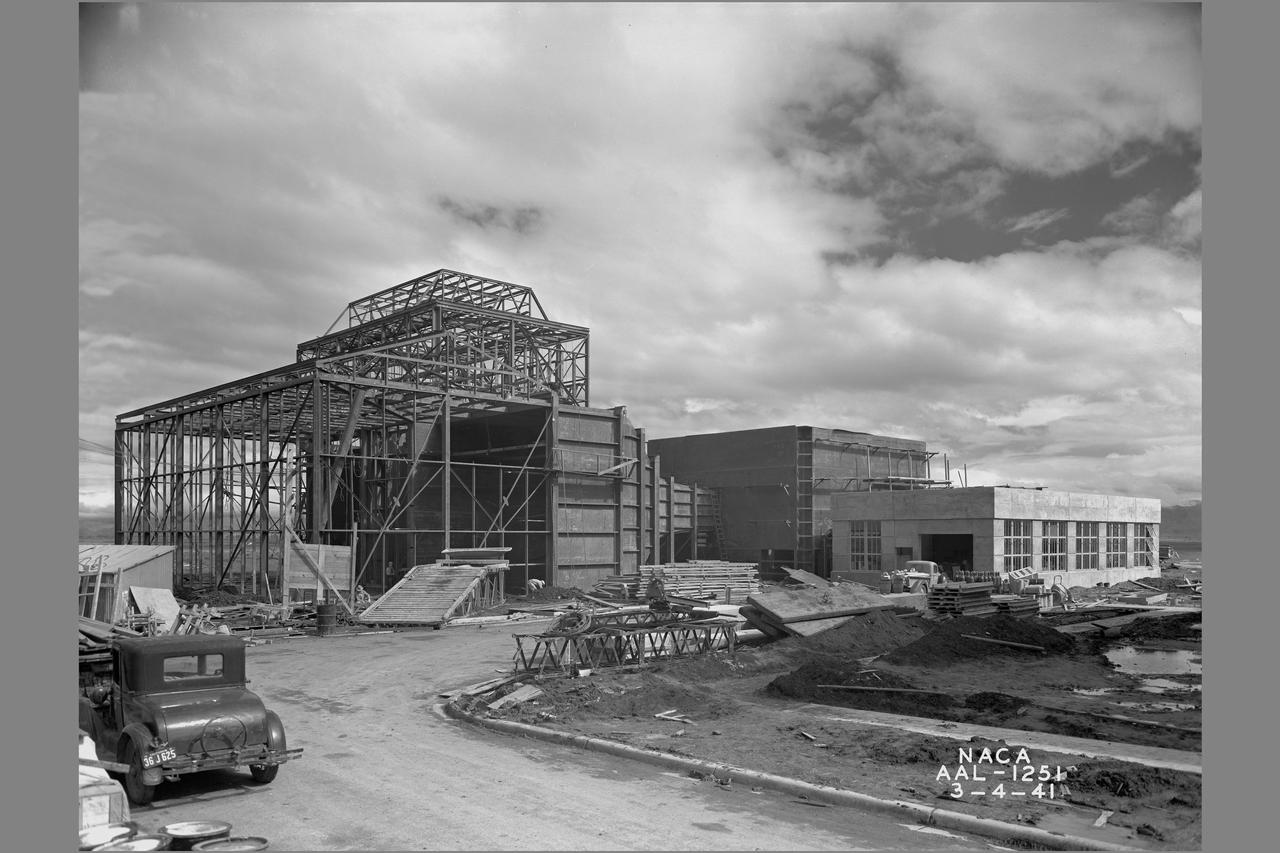 NACA Photographer Construction of the 7x10ft Wind Tunnel and Lab #2 at the Ames Research Center, California