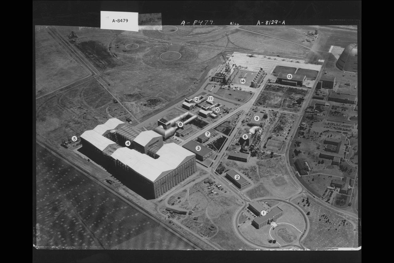 Aerial view of Ames Aeronautical Laboratory, Moffett Field California.